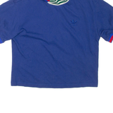 ADIDAS Cropped Womens T-Shirt Blue High Neck XS