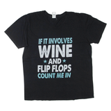 GILDAN Womens T-Shirt Black V-Neck L