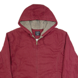 LAKIN MCKEY Fleece Lined Mens Workwear Jacket Maroon Hooded L
