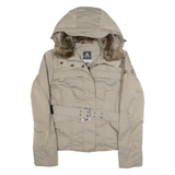 PEUTEREY Down Insulated Womens Puffer Coat Grey Hooded M