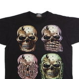 ROCK CHANG Metal Skulls Speak No Evil Mens T-Shirt Black Crew Neck L