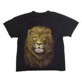 Lion Print Mens T-Shirt Black Crew Neck XL
