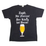 FRUIT OF THE LOOM German Text Beer Mens T-Shirt Black Crew Neck L