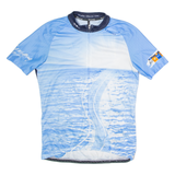 CUORE Full Zip Cycling Mens Jersey Blue High Neck XL