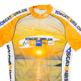 CUORE Full Zip Cycling Mens Jersey Orange High Neck XL