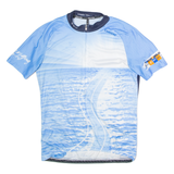 CUORE Full Zip Cycling Mens Jersey Blue High Neck XL