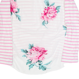 JOULES Womens Printed Top White Long Sleeve Striped UK 12