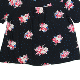 CREW CLOTHING Womens Printed Top Black V-Neck Viscose Floral UK 12