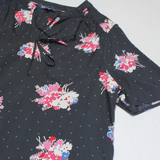 CREW CLOTHING Womens Printed Top Black V-Neck Viscose Floral UK 12