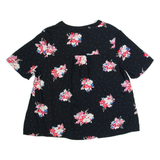 CREW CLOTHING Womens Printed Top Black V-Neck Viscose Floral UK 12