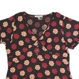 LAURA ASHLEY Womens Printed Top Black V-Neck Floral UK 18