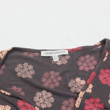 LAURA ASHLEY Womens Printed Top Black V-Neck Floral UK 18