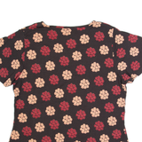 LAURA ASHLEY Womens Printed Top Black V-Neck Floral UK 18