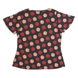 LAURA ASHLEY Womens Printed Top Black V-Neck Floral UK 18
