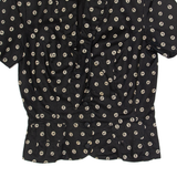 MONSOON Womens Printed Blouse Black 90s Linen Spotted UK 10