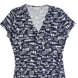BODEN Ruched Womens Printed Top Blue V-Neck Spotted UK 12