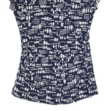 BODEN Ruched Womens Printed Top Blue V-Neck Spotted UK 12