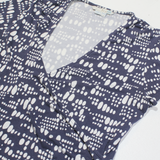 BODEN Ruched Womens Printed Top Blue V-Neck Spotted UK 12