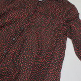MINT VELVET Hi-Low Sheer Womens Printed Shirt Red Collared Spotted UK 6