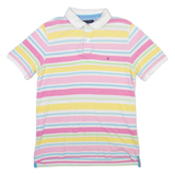 TOMMY HILFIGER Slim Fit Mens Polo Shirt Pink Striped XL