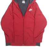 NIKE Womens Rain Jacket Red Hooded S