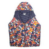 COLUMBIA Womens Puffer Coat Blue Nylon Hooded Crazy Pattern L