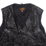 BULUR Mens Gilet Black Faux Leather XL