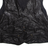BULUR Mens Gilet Black Faux Leather XL