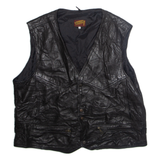 BULUR Mens Gilet Black Faux Leather XL
