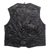BULUR Mens Gilet Black Faux Leather XL
