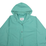 CHARON Womens Overcoat Jacket Blue Hooded L