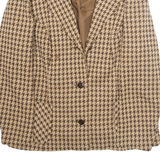 Womens Blazer Jacket Beige Wool Crazy Pattern L