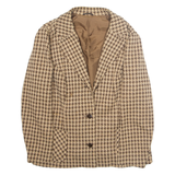 Womens Blazer Jacket Beige Wool Crazy Pattern L