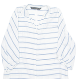 ZARA Hi-low Womens Printed Shirt White Collared Striped XS