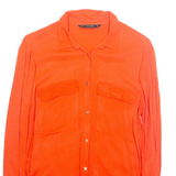 ZARA Womens Shirt Red Collared Long Sleeve XS