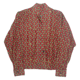 Womens Printed Shirt Red Collared Long Sleeve 90s Floral L