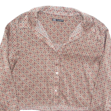 ZARA Cropped Womens Printed Shirt Beige Collared Long Sleeve Floral S