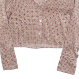 ZARA Cropped Womens Printed Shirt Beige Collared Long Sleeve Floral S
