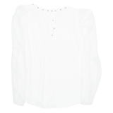 ZARA Puff/sheer Sleeve Womens Blouse White Long Sleeve M