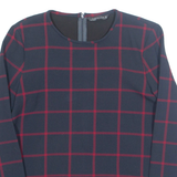 ZARA Womens Printed Top Blue Long Sleeve Check L