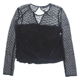 ZARA Semi Sheer Womens Top Black Long Sleeve S