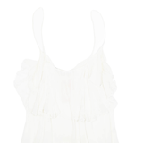 ZARA Womens Camisole Top White Button Neck Sleeveless M
