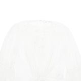 ZARA Sheer Womens Blouse White 3/4 Sleeve S