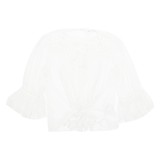 ZARA Sheer Womens Blouse White 3/4 Sleeve S