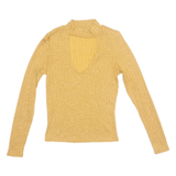 Stretch Womens Top Yellow High Neck Long Sleeve S