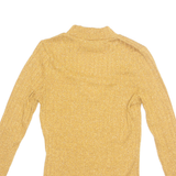 Stretch Womens Top Yellow High Neck Long Sleeve S