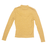 Stretch Womens Top Yellow High Neck Long Sleeve S