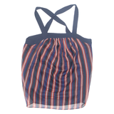ZARA Womens Halter Neck Top Blue Button Neck Sleeveless Striped XS