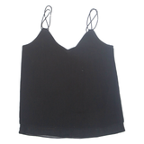 ZARA Womens Camisole Vest Black Button Neck Sleeveless M