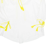 ZARA Beach Overlay Womens Blouse White V-Neck 3/4 Sleeve S